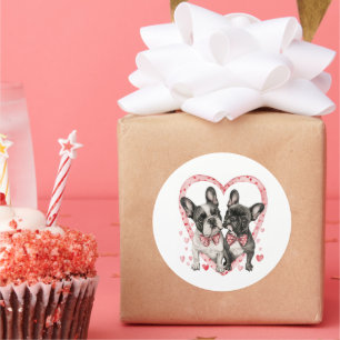 French Bulldog Valentines Day Frenchie Dog Gift Classic Round Sticker