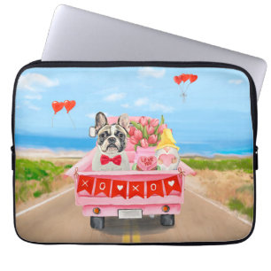 French Bulldog Valentine's Day Truck Laptop Sleeve
