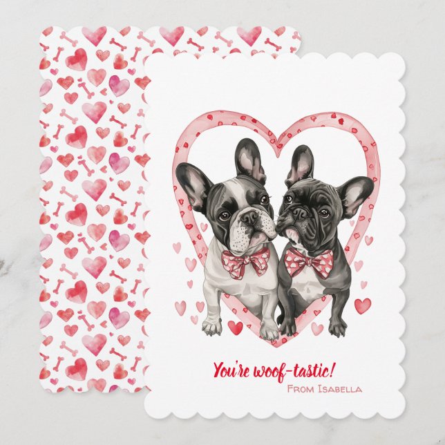 French Bulldog Valentines Day Woof-tastic Fun      Holiday Card (Front/Back)