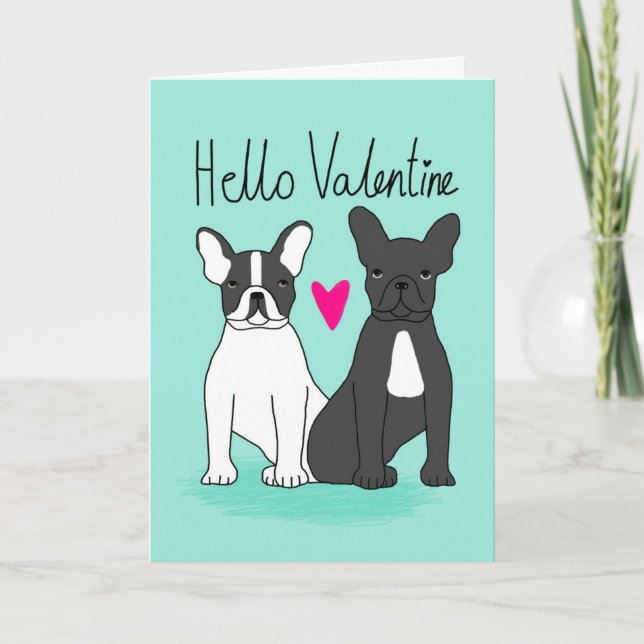 French Bulldog Valentines Love, french bulldog Holiday Card (Front)