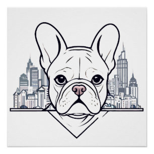 French Bulldog Vector Art Animal Modern Urban City Poster