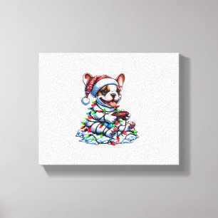 French Bulldog Video Game Controller Light Snow Sa Canvas Print