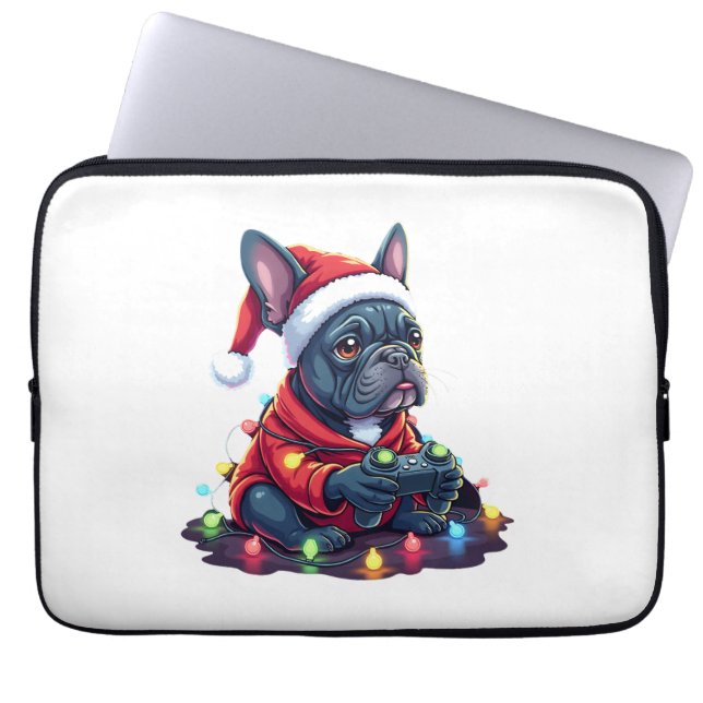 French Bulldog Video Game Controller Light Snow Sa Laptop Sleeve (Front)