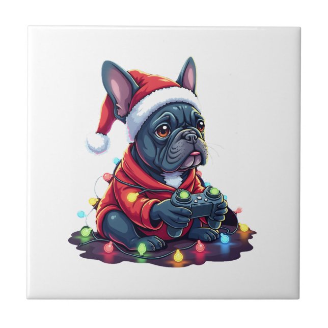 French Bulldog Video Game Controller Light Snow Sa Tile (Front)