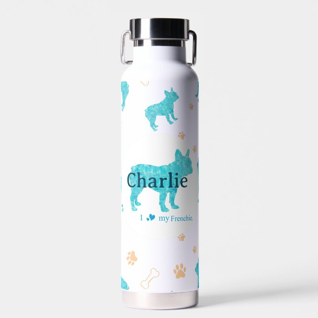 French Bulldog Water Bottle – Custom Pastel Gift (Front)