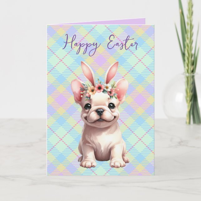 French Bulldog Watercolor Easter card (Front)