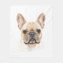 French Bulldog Watercolor Fleece Blanket Neutral