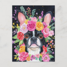 French Bulldog Watercolor Floral