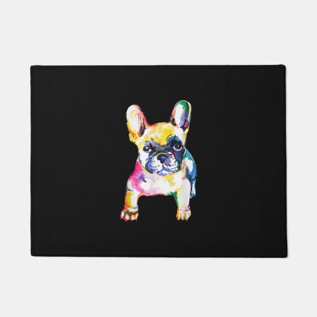 French Bulldog Watercolor Hand Drawing Gift Doormat (Front)