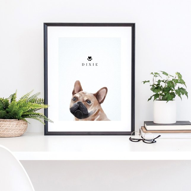 French Bulldog Watercolor Illustration Dog's Name Poster (Creator Uploaded)