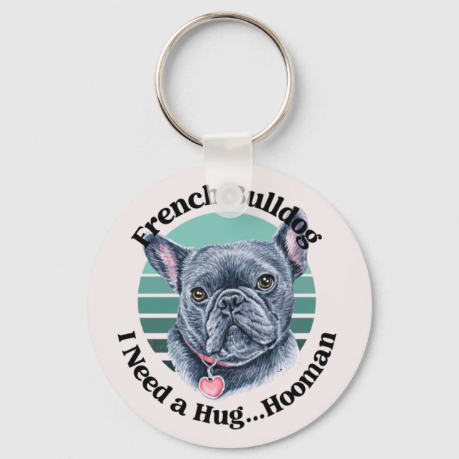 French Bulldog Watercolor  Key Ring (Front)