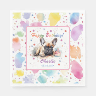 French Bulldog Watercolor Paper Napkins