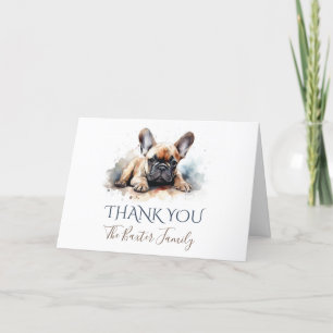 French Bulldog Watercolor Thank You Card