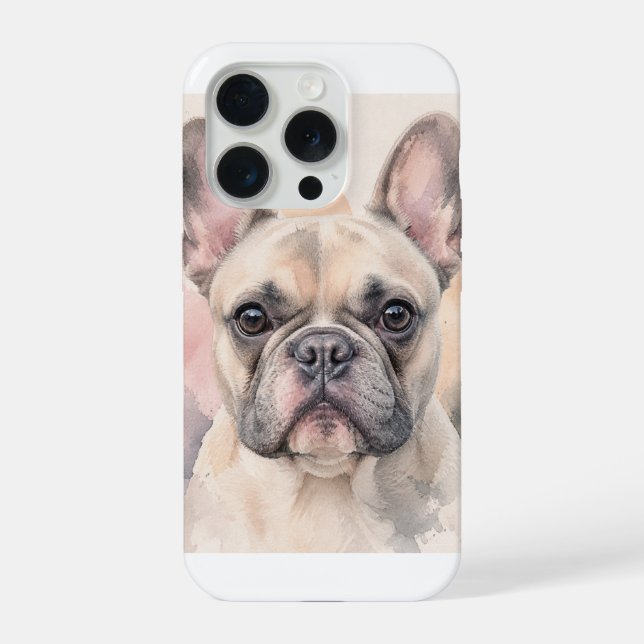 French Bulldog Watercolour Portrait iPhone Case (Back)