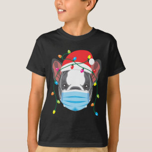 French Bulldog Wearing Christmas Mask Holiday Funn T-Shirt