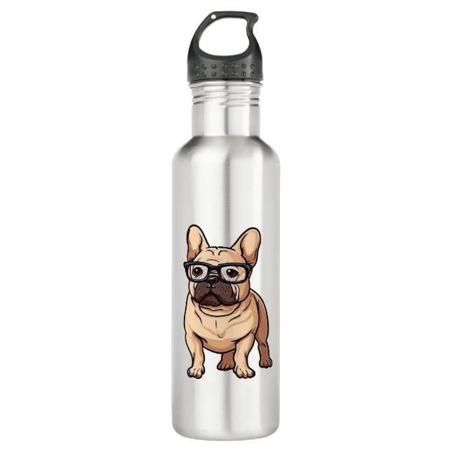 French Bulldog Wearing Glasses 710 Ml Water Bottle (Front)