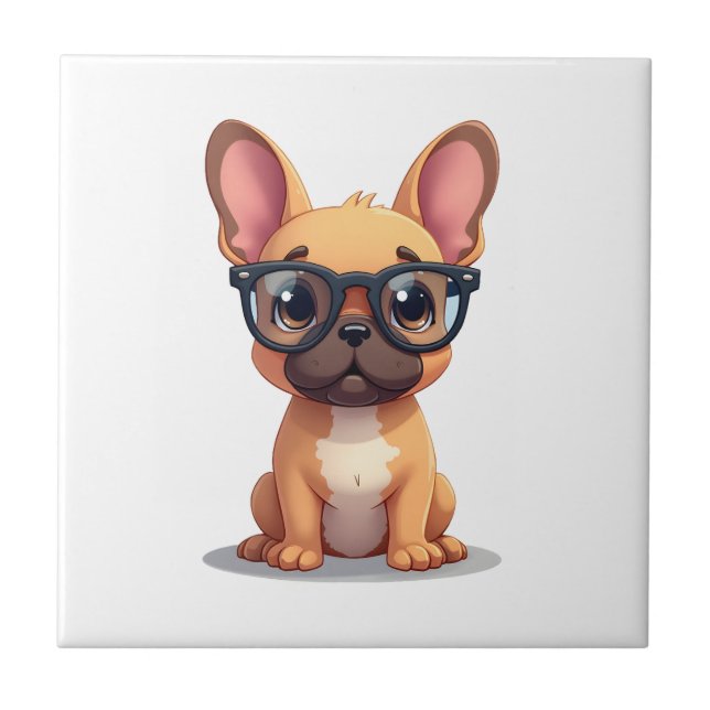 French Bulldog Wearing Glasses Copy Tile (Front)