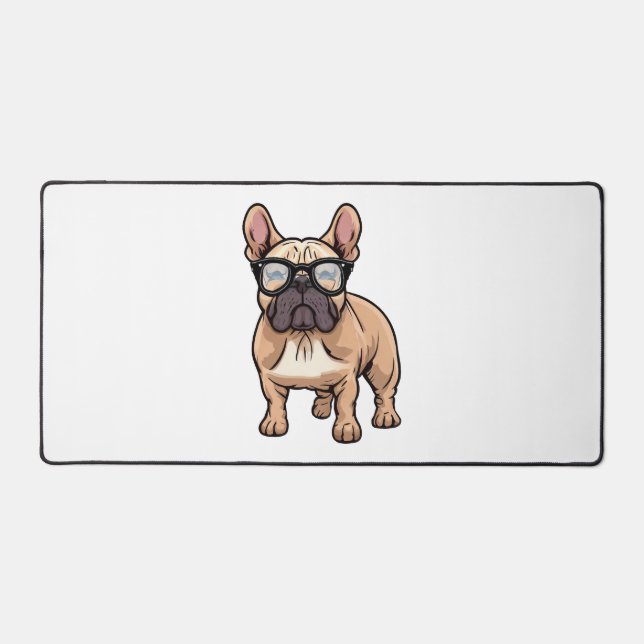 French Bulldog Wearing Glasses  Desk Mat (Front)