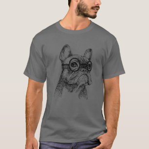 French Bulldog Wearing Glasses Frenchie Mum Dad T-Shirt