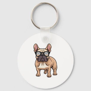 French Bulldog Wearing Glasses Key Ring