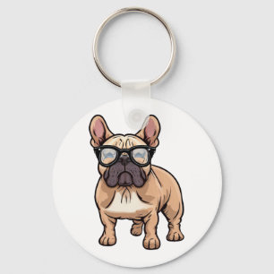 French Bulldog Wearing Glasses Key Ring