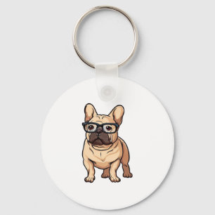 French Bulldog Wearing Glasses Key Ring