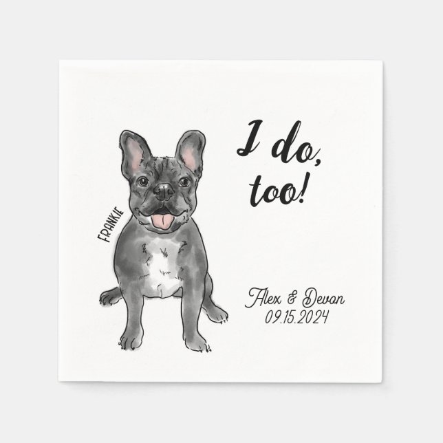 French Bulldog Wedding Cocktail Napkin  (Front)