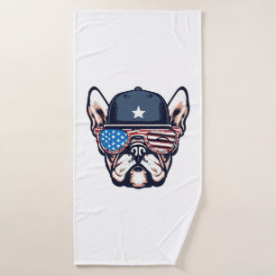 French Bulldog Weekend Party 4th of July Bath Towel