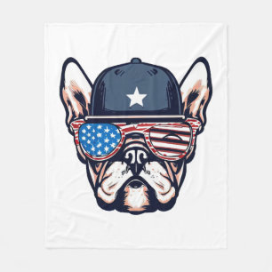 French Bulldog Weekend Party 4th of July Fleece Blanket