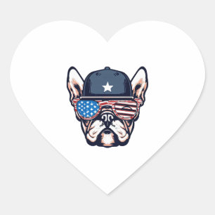 French Bulldog Weekend Party 4th of July Heart Sticker