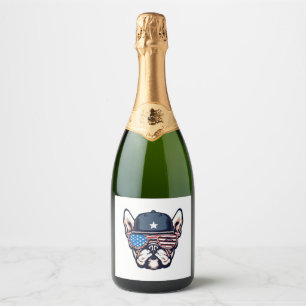 French Bulldog Weekend Party 4th of July Sparkling Wine Label