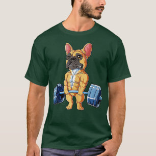French Bulldog Weightlifting Fawn Deadlift Fitness T-Shirt
