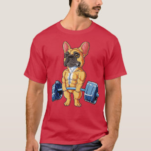 French Bulldog Weightlifting Fawn Deadlift Fitness T-Shirt
