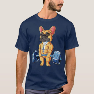 French Bulldog Weightlifting Fawn Deadlift Fitness T-Shirt