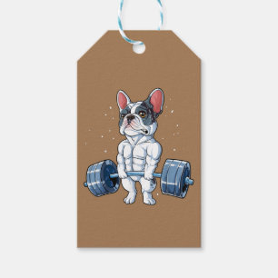 French Bulldog Weightlifting Funny Deadlift Gym Gift Tags