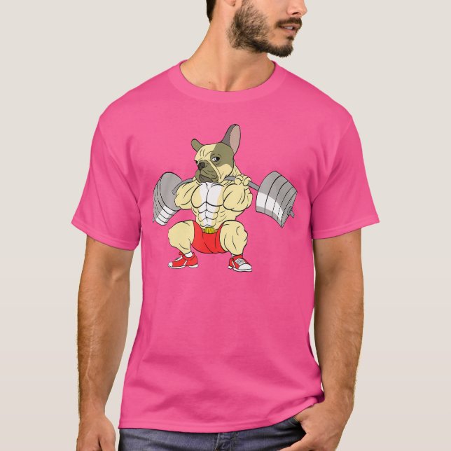 French Bulldog Weightlifting Funny Deadlift T-Shirt (Front)