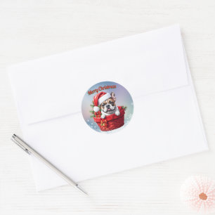 French Bulldog Weihnachtskorb  Christmas  Classic Round Sticker