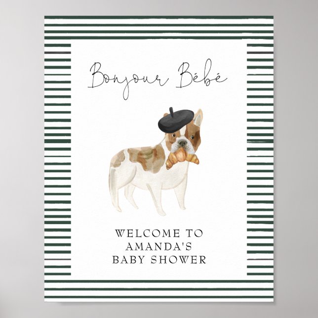 French Bulldog Welcome Baby Shower Poster (Front)