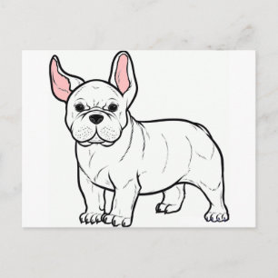french bulldog white cartoon postcard