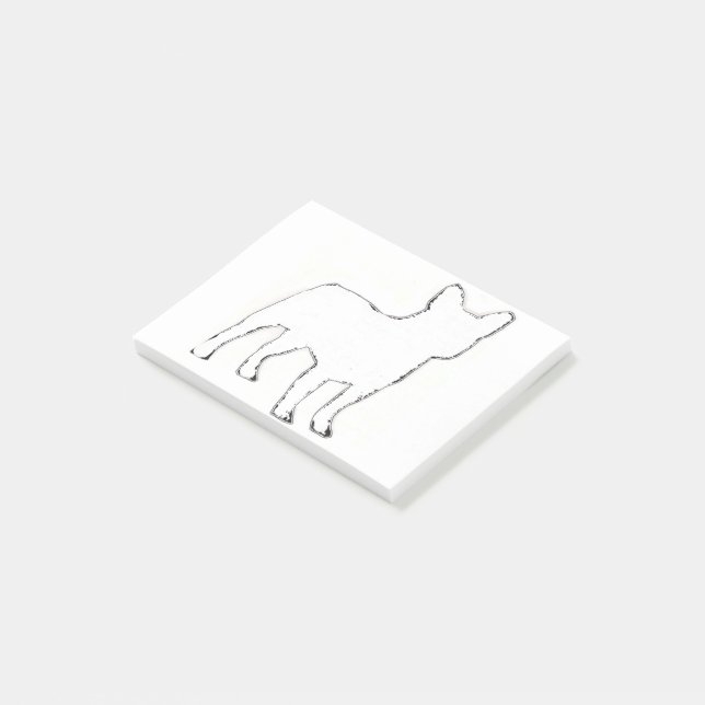 French Bulldog White Silhouette Post-it Notes (Angled)