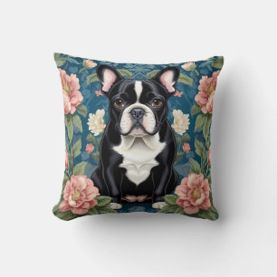 French Bulldog William Morris Inspired Floral Cushion