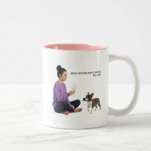 French Bulldog Wine Humor Gift Two-Tone Coffee Mug