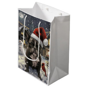 French Bulldog Winter Wonderland Christmas Joy Medium Gift Bag