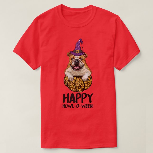 French Bulldog Witch Happy Howl O Ween Halloween D T-Shirt (Design Front)