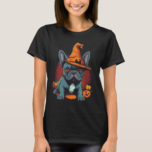 French Bulldog Witch Hat Halloween Costume Dog T-Shirt