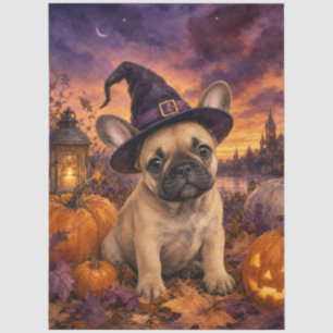 French Bulldog Witch Hat Halloween Tissue Paper