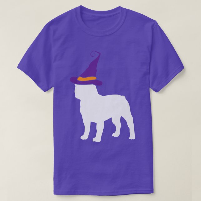French Bulldog Witch Hat Lazy Halloween Costume Cu T-Shirt (Design Front)