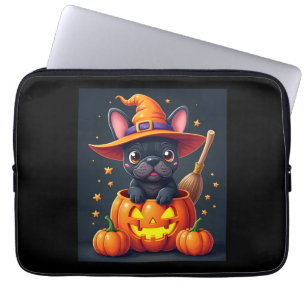 French Bulldog Witch Pumpkin Halloween Mens Womens Laptop Sleeve
