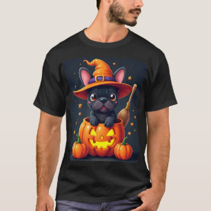 French Bulldog Witch Pumpkin Halloween Mens Womens T-Shirt