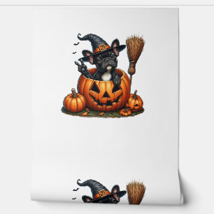 French Bulldog Witch Pumpkin Halloween Mens Womens Wallpaper